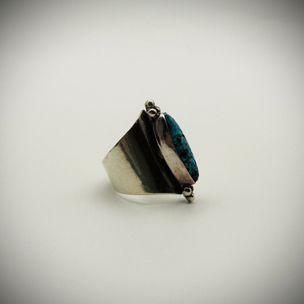 Ronnie Willie Sterling Silver Adjustable Turquoise Ring – Size 8.75 (Adjustable) - Picture 3 of 5